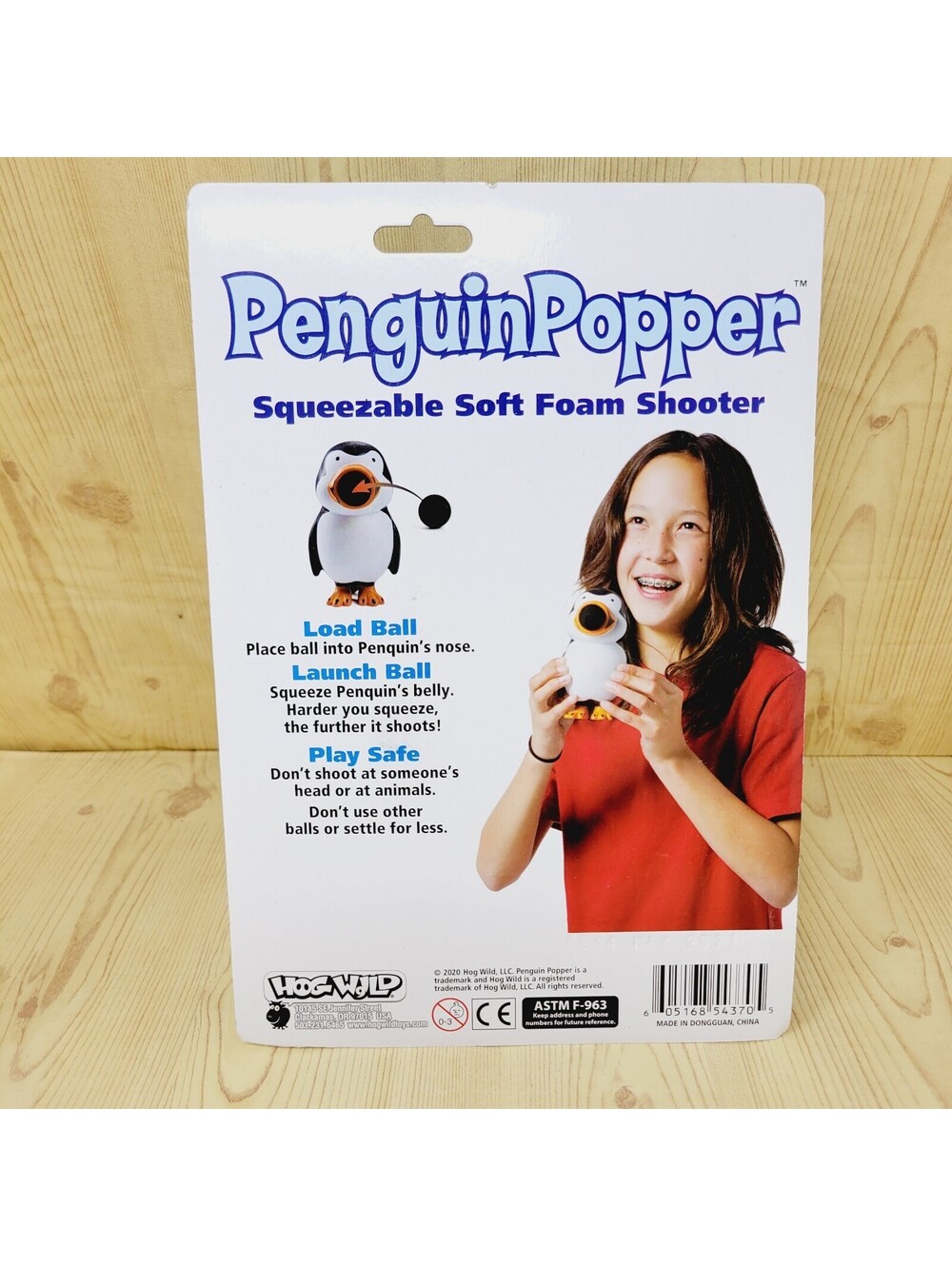 Penguin Popper Foam Ball Launcher Kids Vintage Toy by Hog Wild with 6 Balls